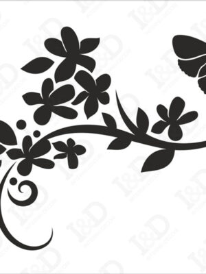 Fiori con farfalla-mini sticker murale