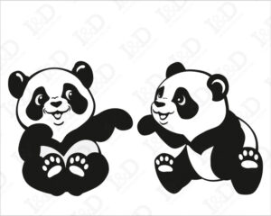 Panda giocherelloni-mini sticker murale