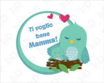 Adesivo per vetrine "MAMMA CON UCCELLINO" - Vetrofania