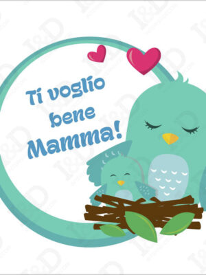 Mamma con uccellino – adesivo per vetrina
