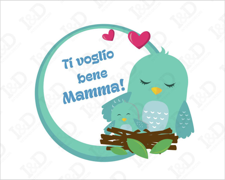 Adesivo per vetrine "MAMMA CON UCCELLINO" - Vetrofania