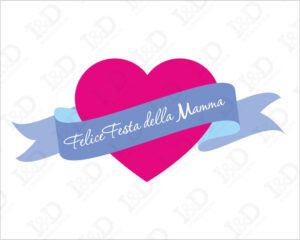 Felice festa della mamma su cuore-Adesivo per vetrina