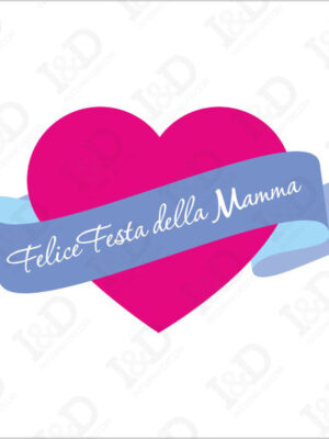 Felice festa della mamma su cuore-Adesivo per vetrina