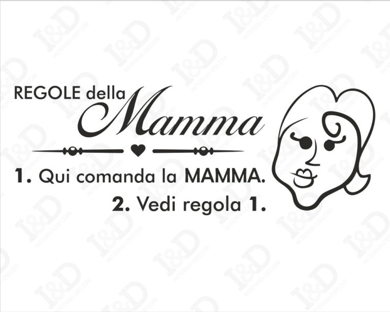 Adesivo da muro frase "LE REGOLE DELLA MAMMA"