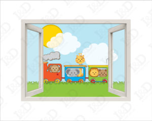 Trenino colorato-finestra illusione