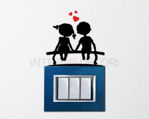 Adesivo murale bambini "CUORI SULLA PANCHINA" - Mini sticker murale