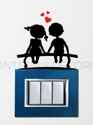 Adesivo murale bambini "CUORI SULLA PANCHINA" - Mini sticker murale