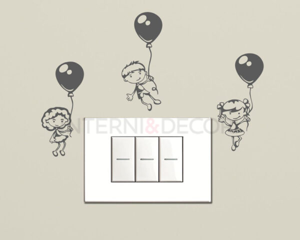 Adesivo murale bambini "VOLANDO COI PALLONCINI" - Mini sticker murale