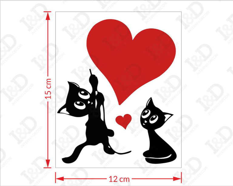 Adesivo murale gatti "TRASPORTATI DAL CUORE" - Mini sticker murale