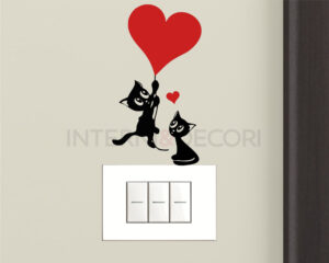 Adesivo murale gatti "TRASPORTATI DAL CUORE" - Mini sticker murale