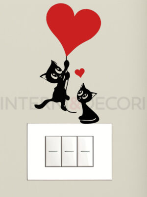 Adesivo murale gatti "TRASPORTATI DAL CUORE" - Mini sticker murale