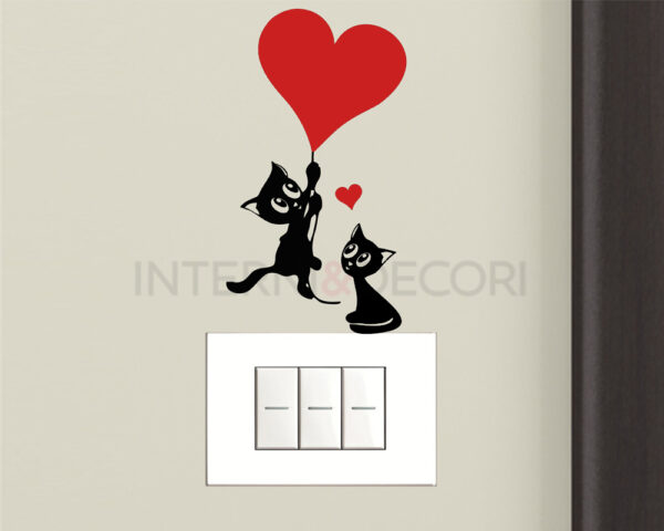 Adesivo murale gatti "TRASPORTATI DAL CUORE" - Mini sticker murale