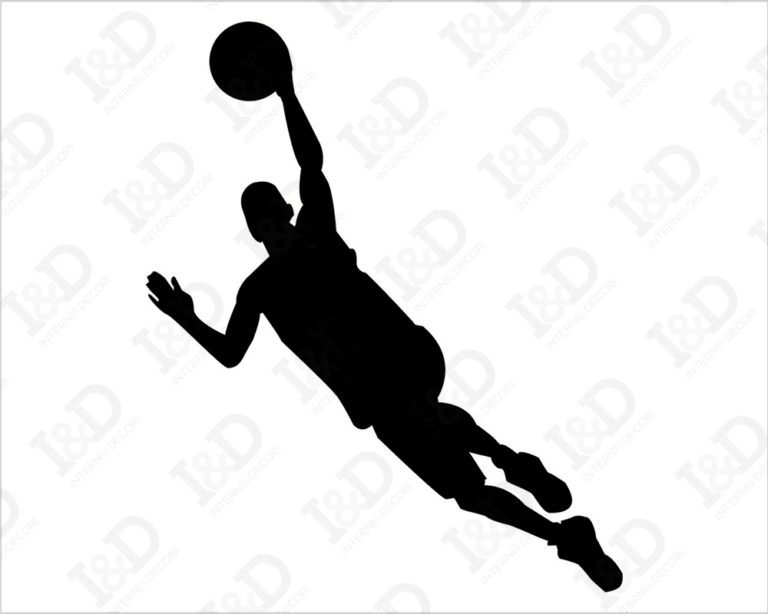 Adesivo murale basket "CESTISTA IN CANESTRO" - Mini sticker murale