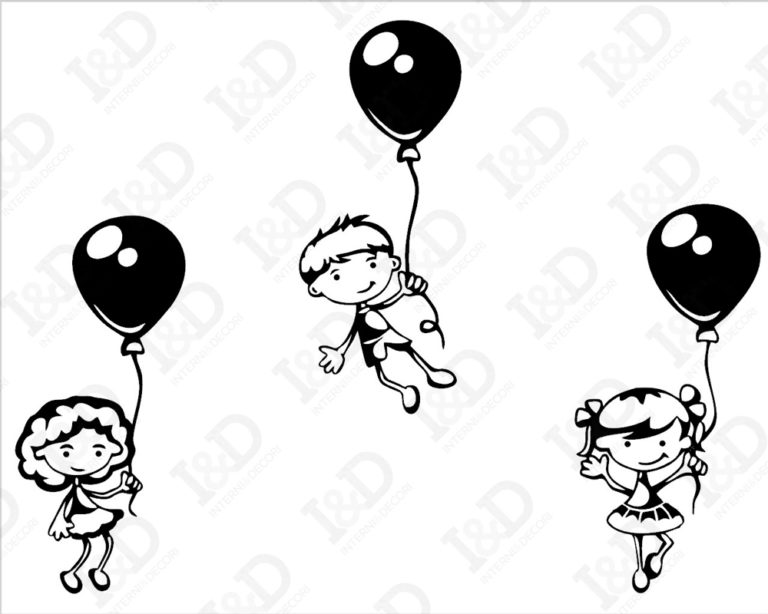 Adesivo murale bambini "VOLANDO COI PALLONCINI" - Mini sticker murale