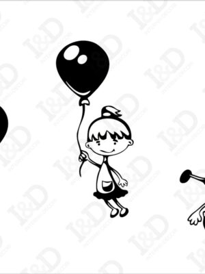 Bimbi in volo con palloncini-mini sticker murale