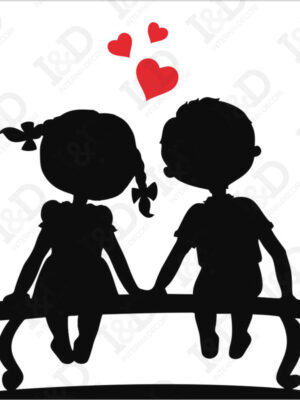 Bimbi su una panchina-mini sticker murale