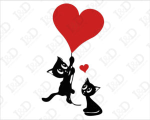 Gattini con palloncino-mini sticker murale