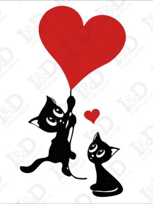 Gattini con palloncino-mini sticker murale