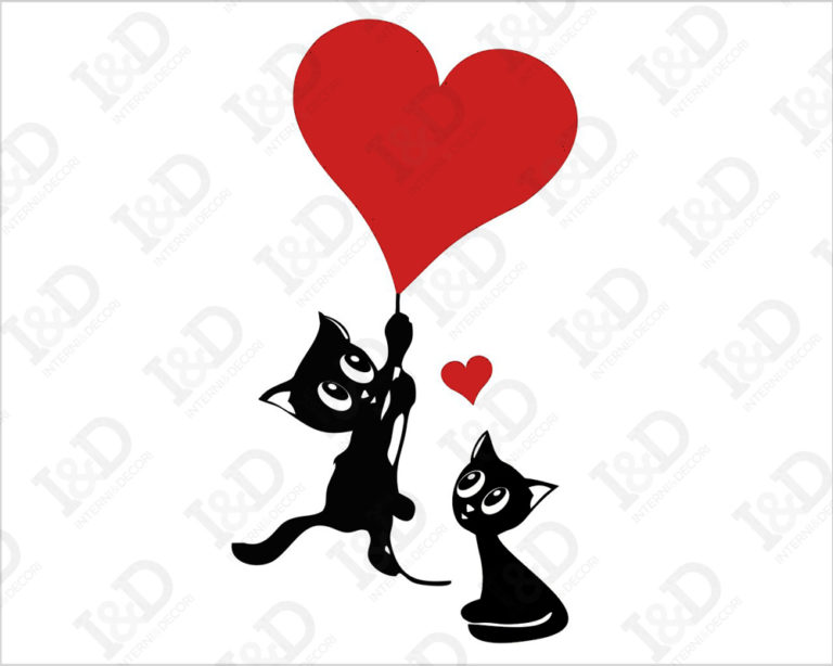 Adesivo murale gatti "TRASPORTATI DAL CUORE" - Mini sticker murale