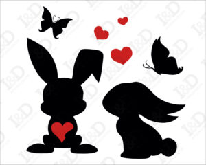 Coniglietti innamorati-mini sticker murale