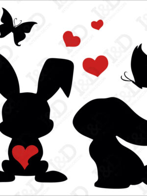 Coniglietti innamorati-mini sticker murale