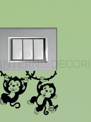 Adesivo per interruttori scimmiette "APPESE ALLE LIANE" - Mini sticker murale