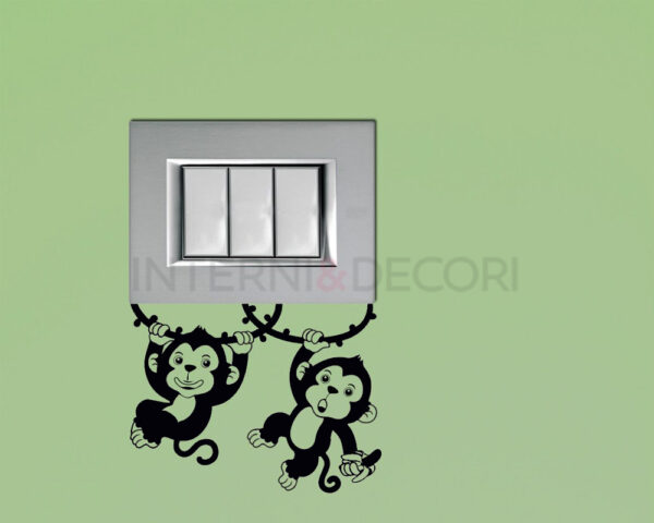Adesivo per interruttori scimmiette "APPESE ALLE LIANE" - Mini sticker murale