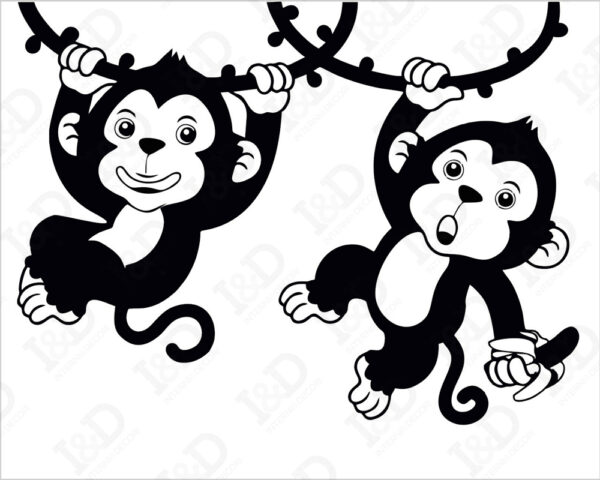 Adesivo per interruttori scimmiette "APPESE ALLE LIANE" - Mini sticker murale