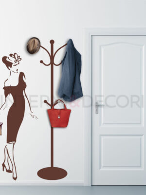 Adesivo murale appendiabiti "DONNA CON FARFALLE" - Appendiabiti design