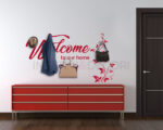 Adesivo murale appendiabiti "WELCOME TO OUR HOME"