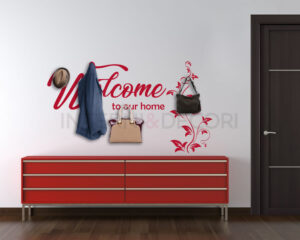 Adesivo murale appendiabiti "WELCOME TO OUR HOME"