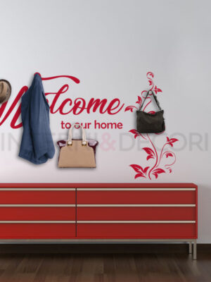 Adesivo murale appendiabiti "WELCOME TO OUR HOME"