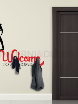 Adesivo murale appendiabiti "WELCOME TO MY HOME" - Appendiabiti design