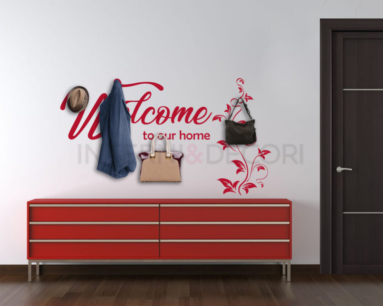 Adesivo murale appendiabiti "WELCOME TO OUR HOME"