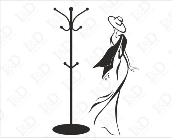 Adesivo murale appendiabiti "DONNA CON FOULARD" - Appendiabiti design