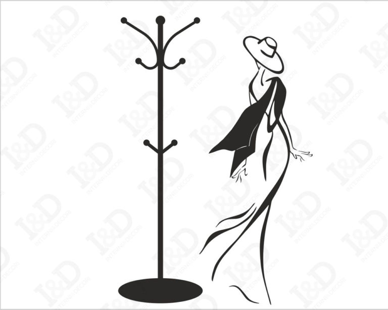 Adesivo murale appendiabiti "DONNA CON FOULARD" - Appendiabiti design