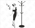 Adesivo murale appendiabiti "DONNA CON FARFALLE" - Appendiabiti design