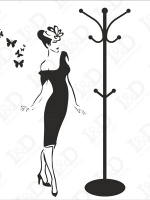 Elegante donna con farfalle-appendiabiti design