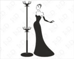 Adesivo murale appendiabiti "DONNA IN ABITO DA SERA" - Appendiabiti design