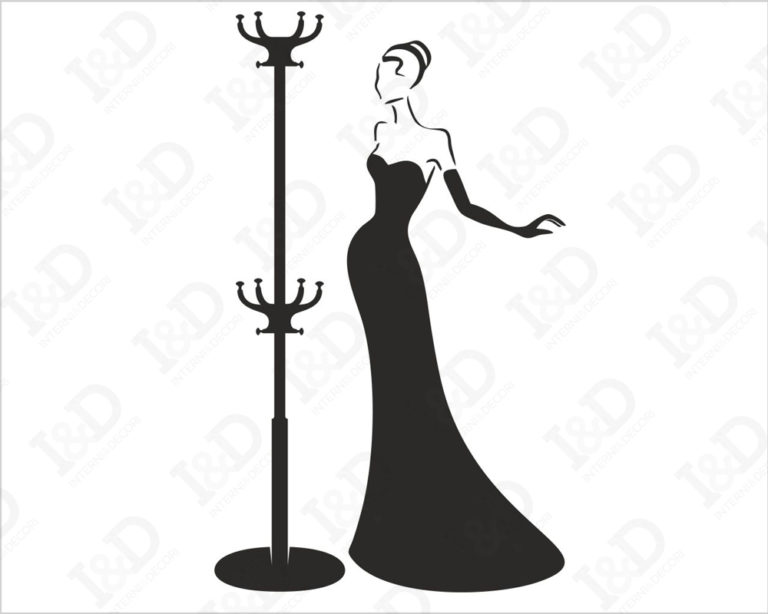 Adesivo murale appendiabiti "DONNA IN ABITO DA SERA" - Appendiabiti design