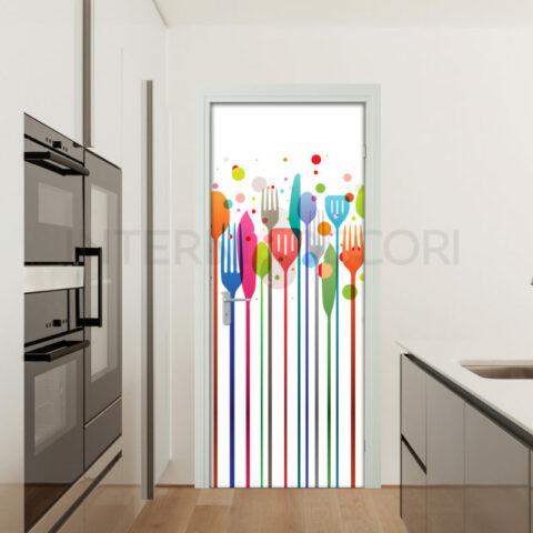 Decoro porta ristorante "POSATE COLORATE"