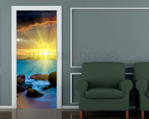 Decoro porta mare "TRAMONTO SUGLI SCOGLI"