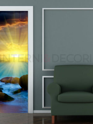 Decoro porta mare "TRAMONTO SUGLI SCOGLI"