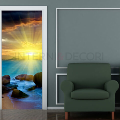Decoro porta mare "TRAMONTO SUGLI SCOGLI"