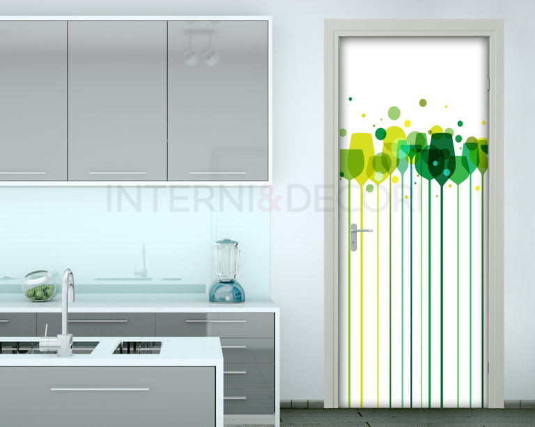 Decoro porta ristorante "BICCHIERI E BOLLICINE"