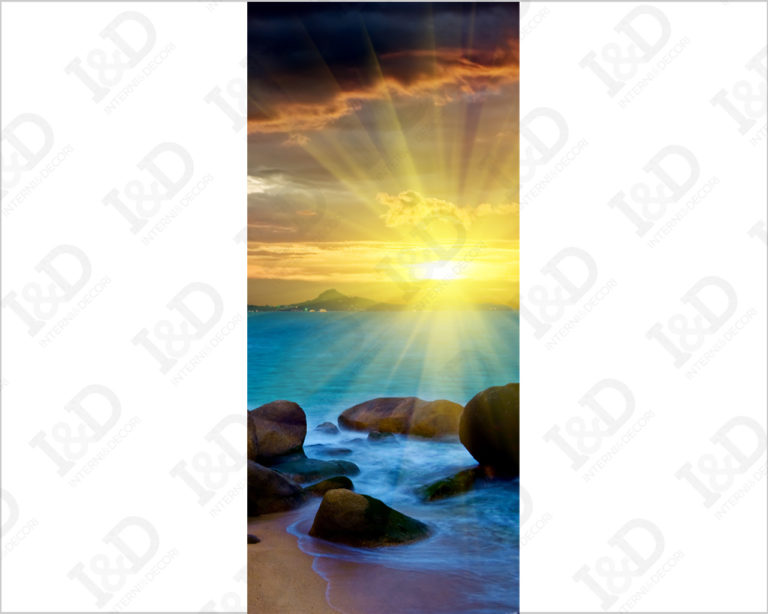 Decoro porta mare "TRAMONTO SUGLI SCOGLI"