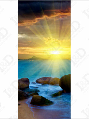 Tramonto sugli scogli-adesivo per porte