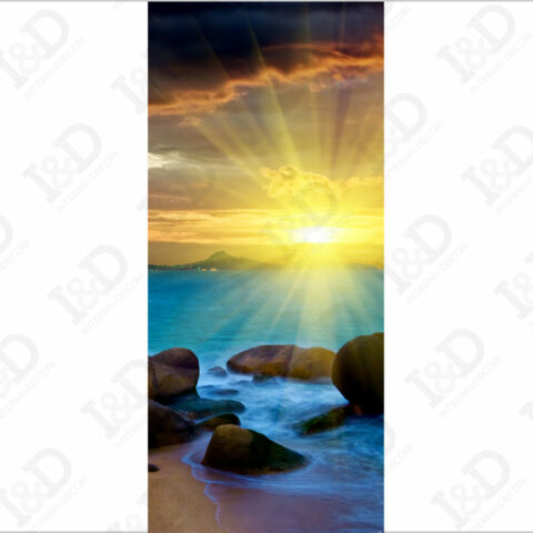 Tramonto sugli scogli-adesivo per porte