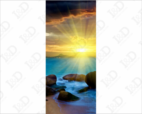 Decoro porta mare "TRAMONTO SUGLI SCOGLI"