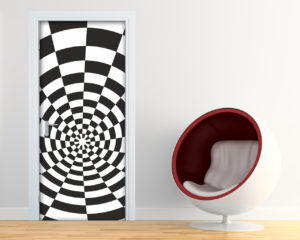 Adesivo per porte-illusione in bianco e nero